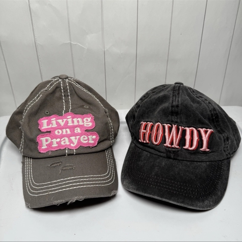 (2) Kbethos Vintage 100% Cotton Distressed Hats Southern Rodeo Casual‎ Ball Caps
